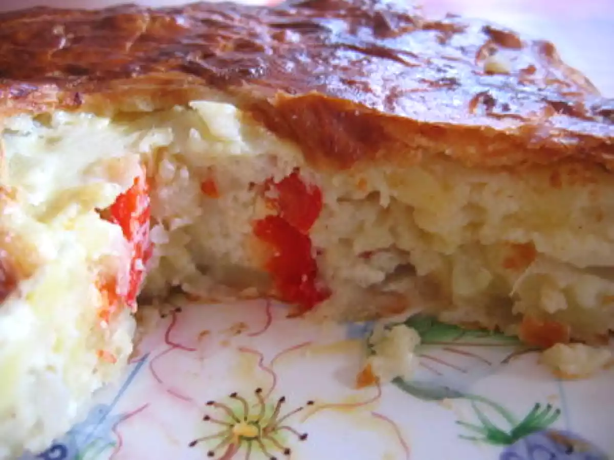 Tourte aux pommes de terres et poivron rouge