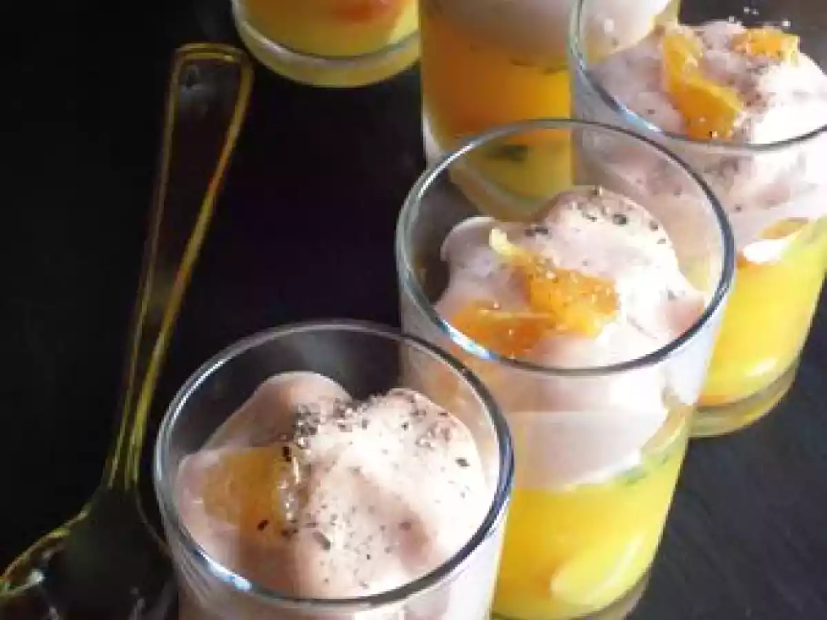 Transparence de clémentine au surimi et espuma tomato