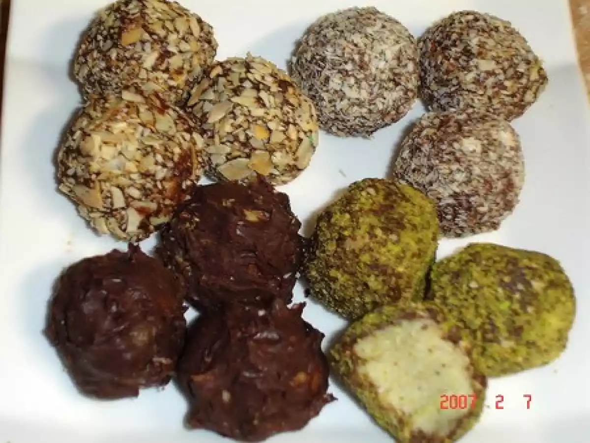 Truffes au chocolat blanc et pistache de Pierre Hermé