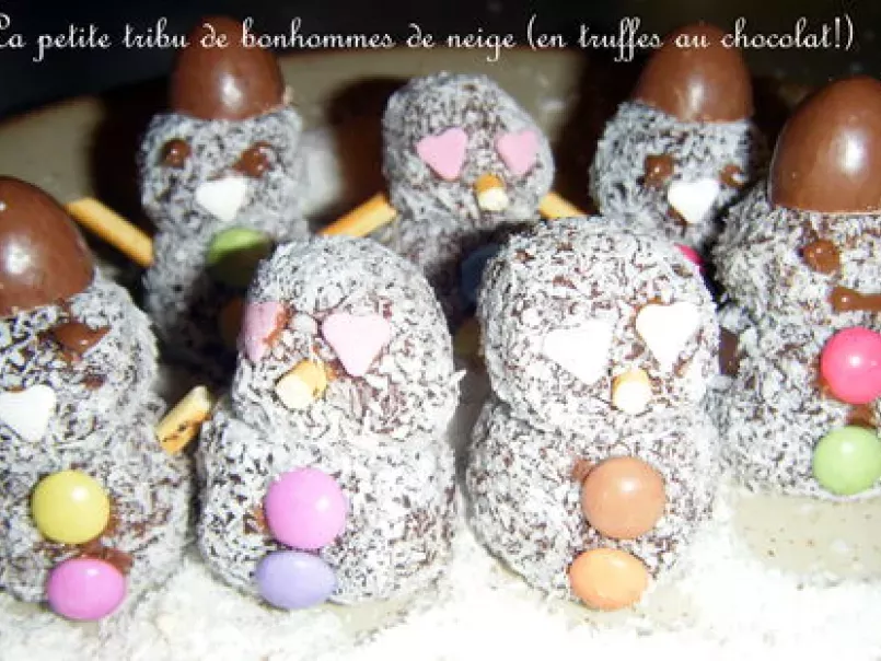 Truffes chocolat noir, noix de coco ou Ma petite tribu de bonhommes de neige!!, photo 1