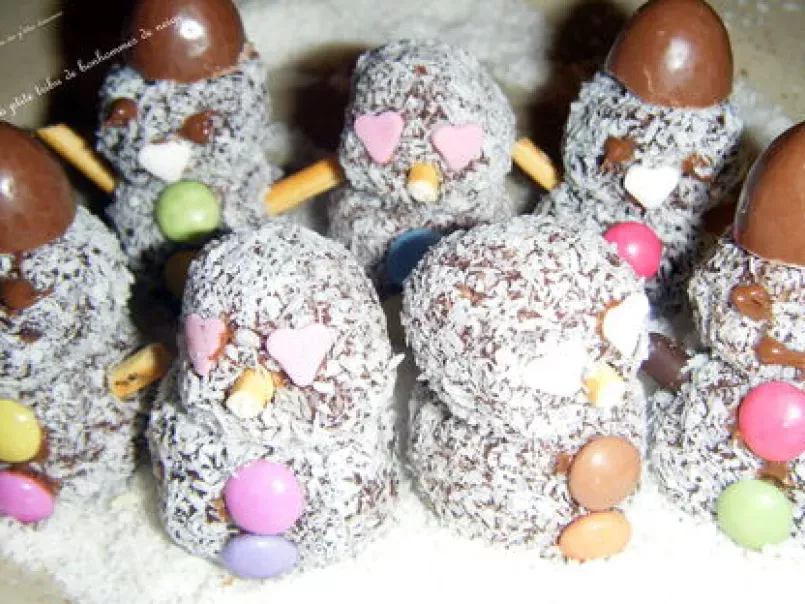 Truffes chocolat noir, noix de coco ou Ma petite tribu de bonhommes de neige!!, photo 4