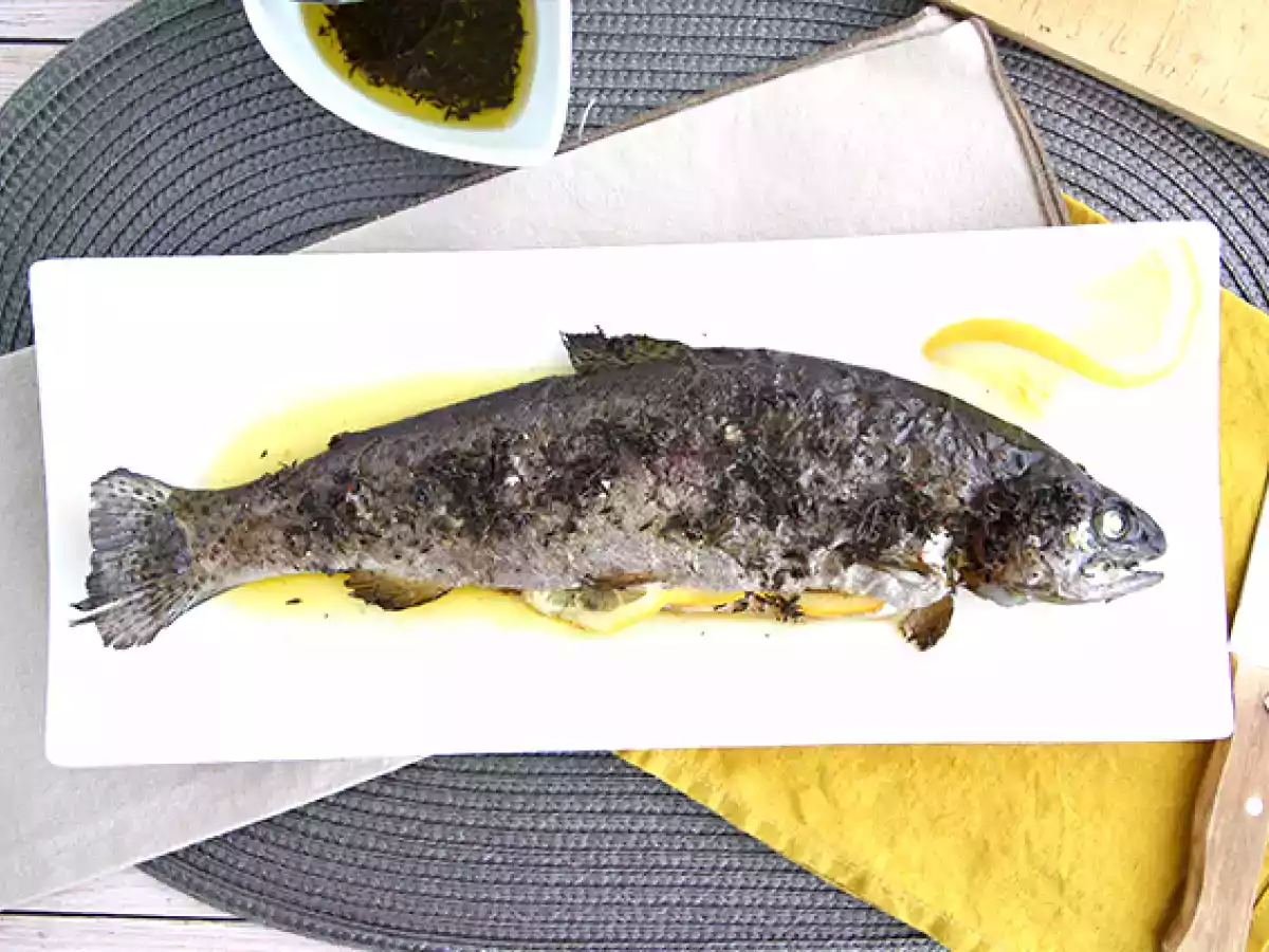 Truite au four thym et huile d'olive