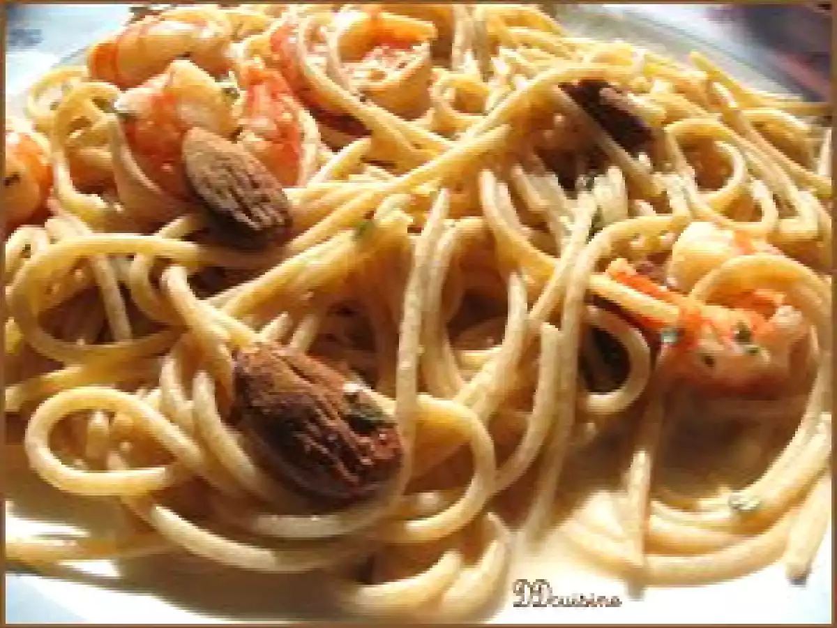 Une nouvelle recette de pâtes ; amandes et crevettes