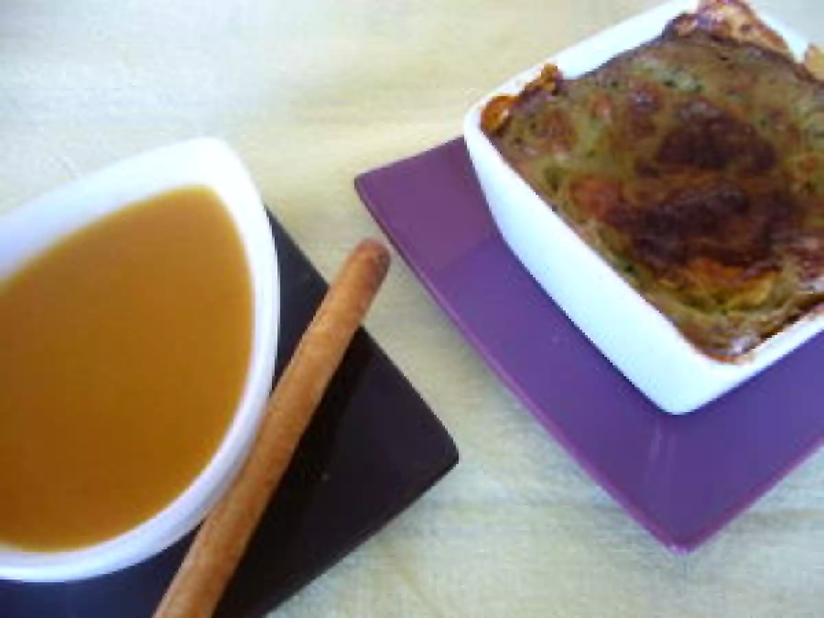 Velouté de carottes et lentilles corail au gingembre, Flan de pommes de terre