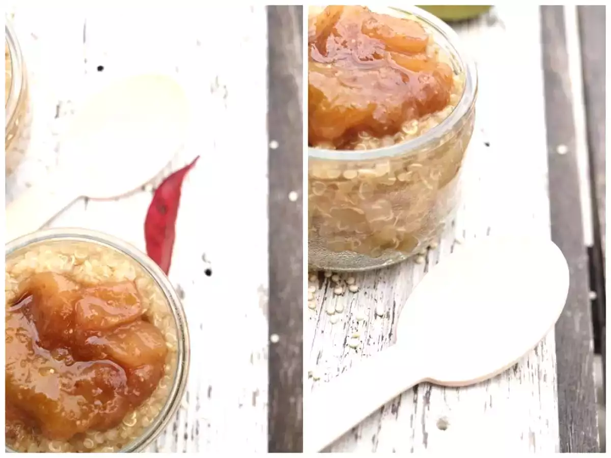 Velouté de courge et potimarron aux champignons des bois et compote de figues au quinoa - photo 3