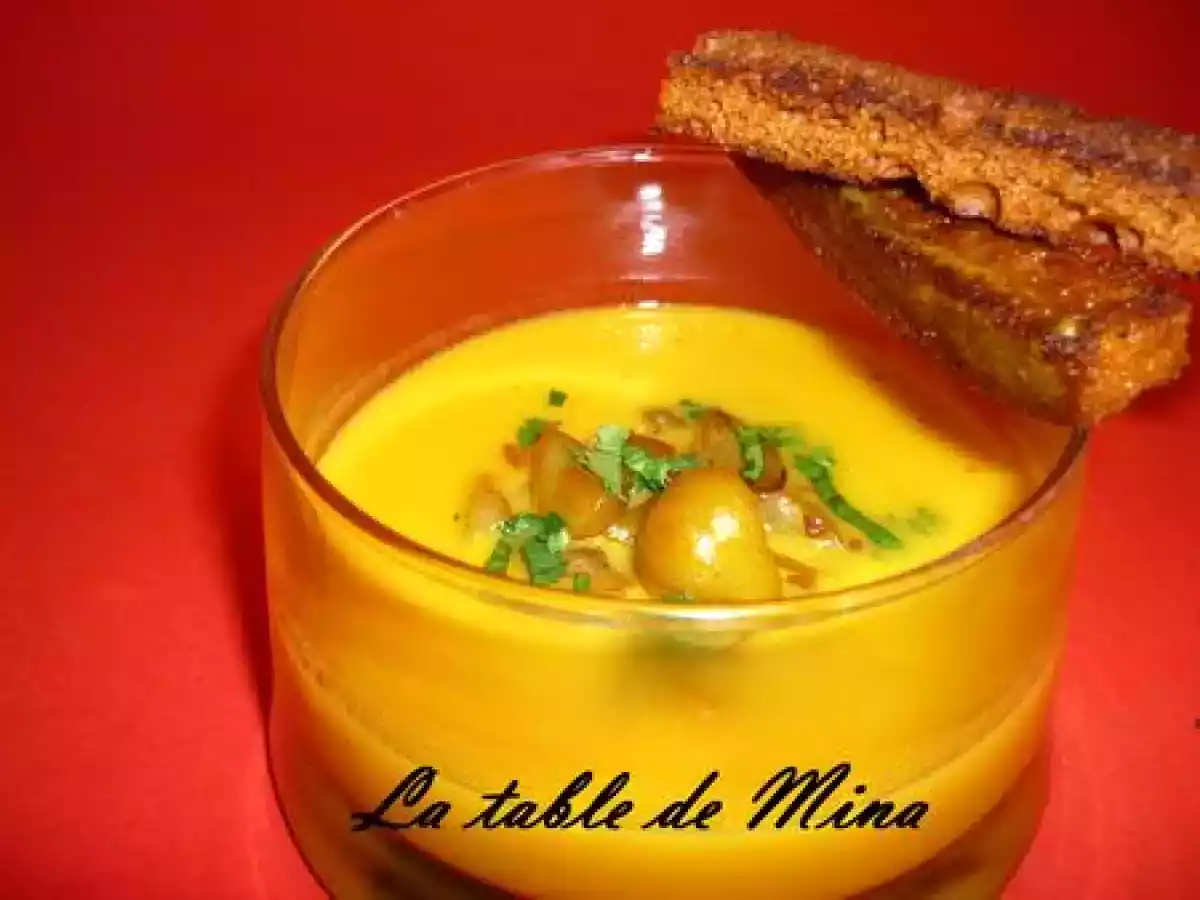 Veloutée de courges et ses mouillettes au pain d'épices