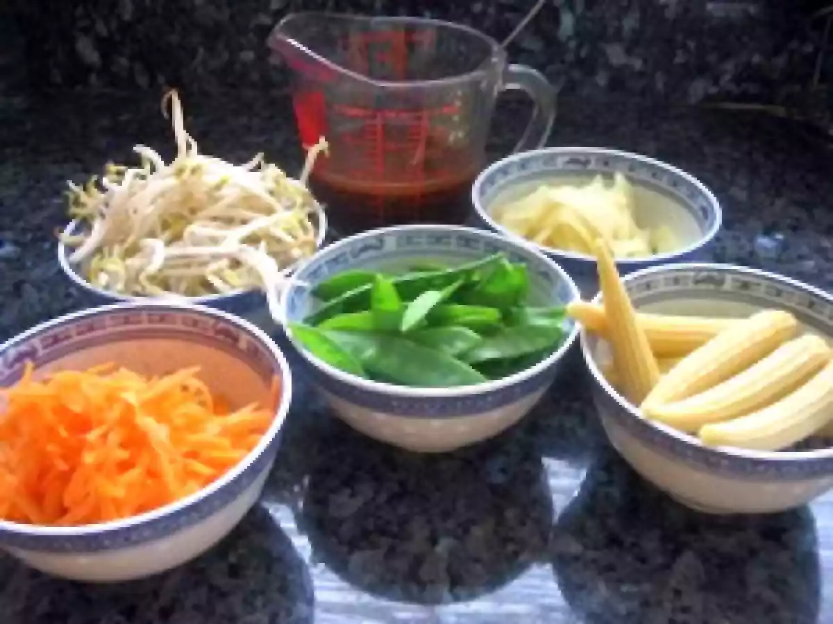 Vermicelles de soja et légumes au wok, ils y sont les 5 par repas! - photo 2