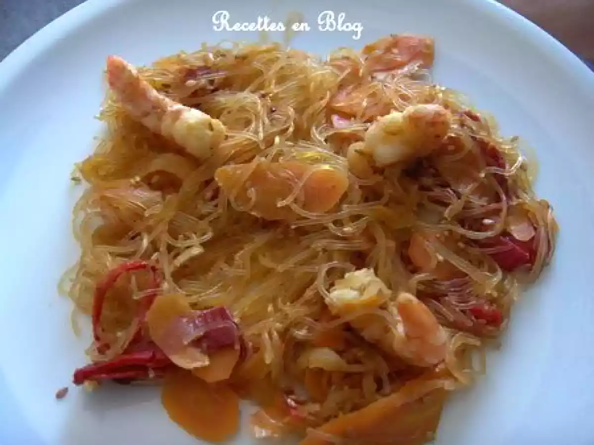 VERMICELLES DE SOJA SAUTES AUX CREVETTES