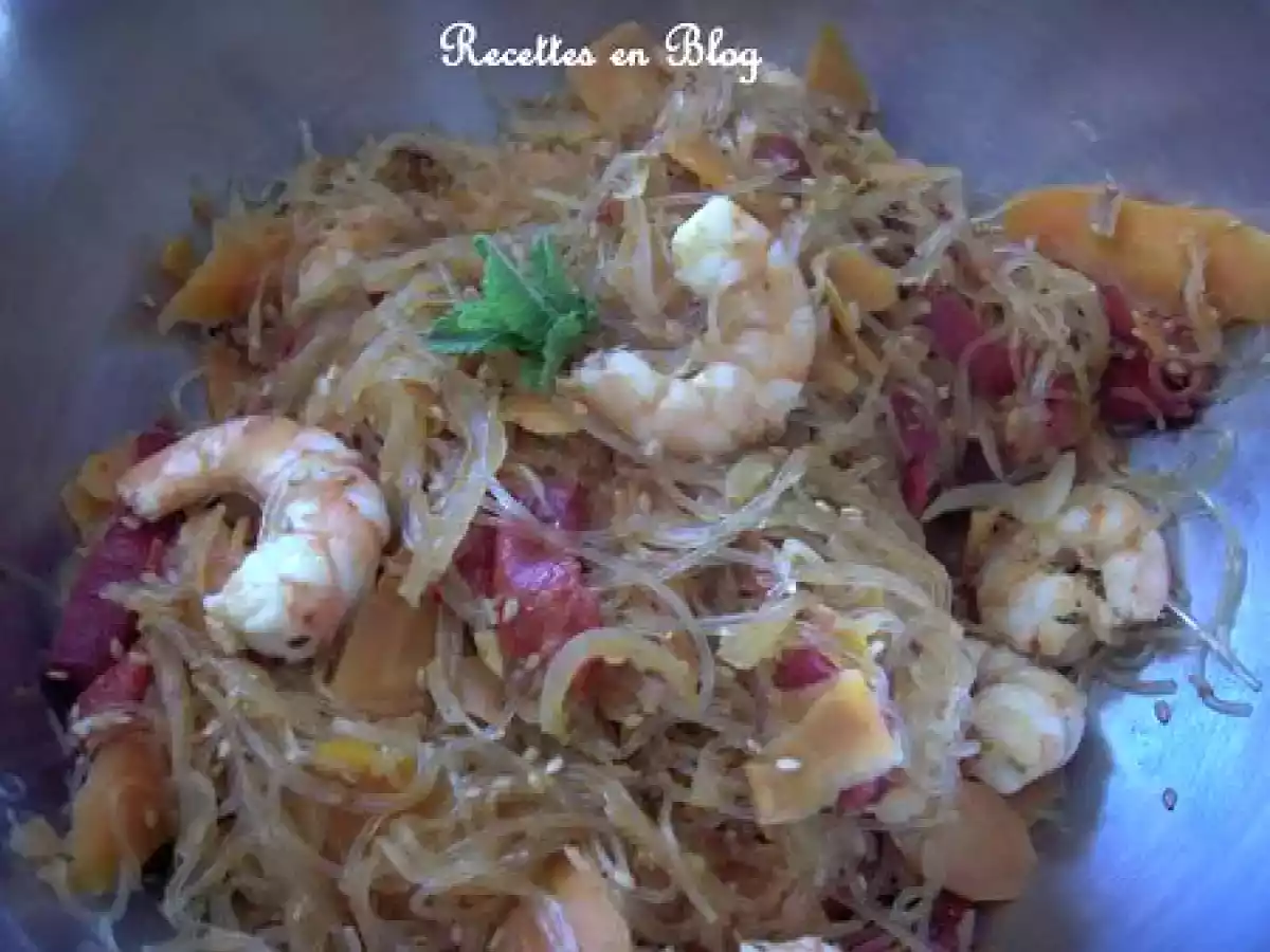 VERMICELLES DE SOJA SAUTES AUX CREVETTES - photo 2