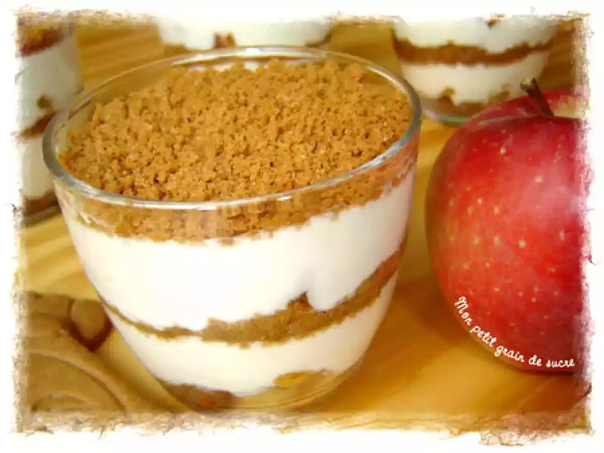 Verres gourmands : pommes caramélisées, speculoos et fromage blanc