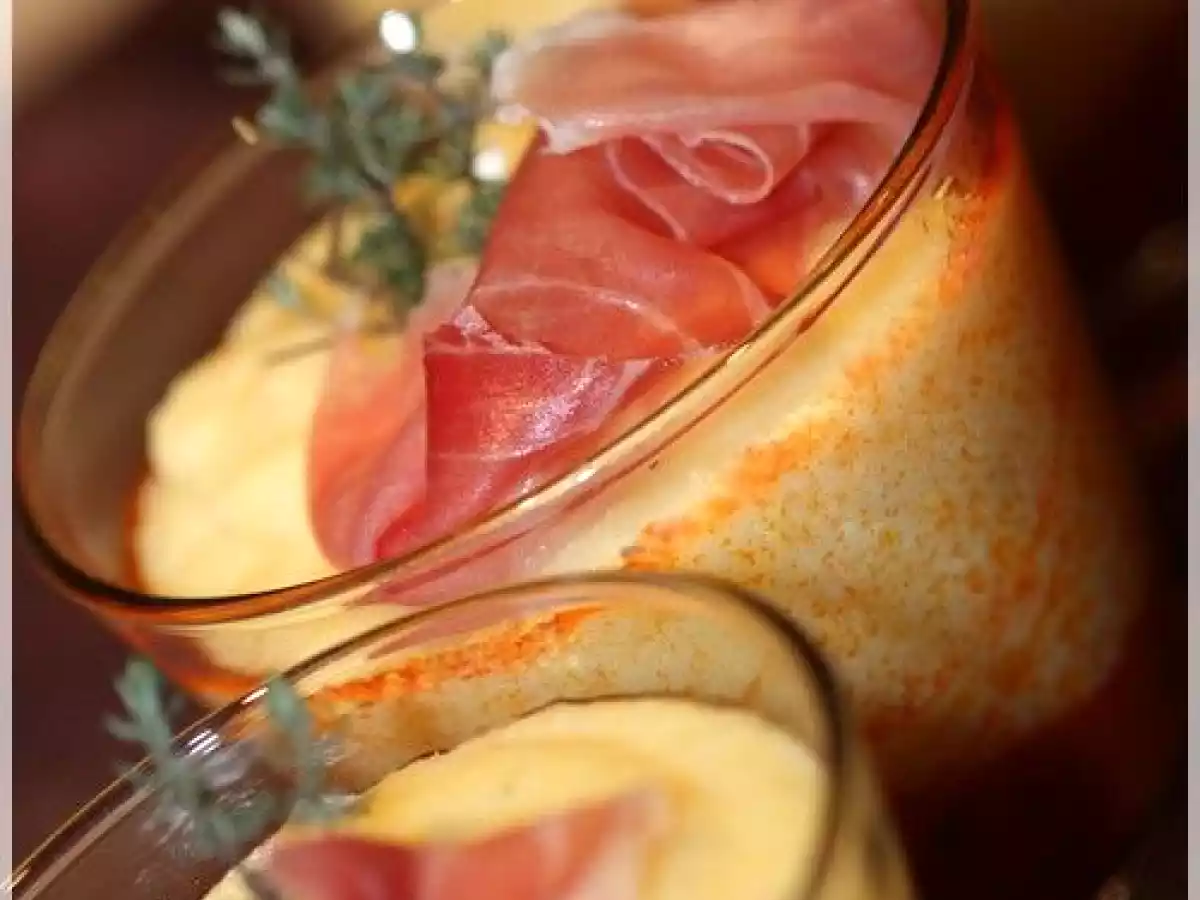 Verrine à l'Italienne polenta et jambon