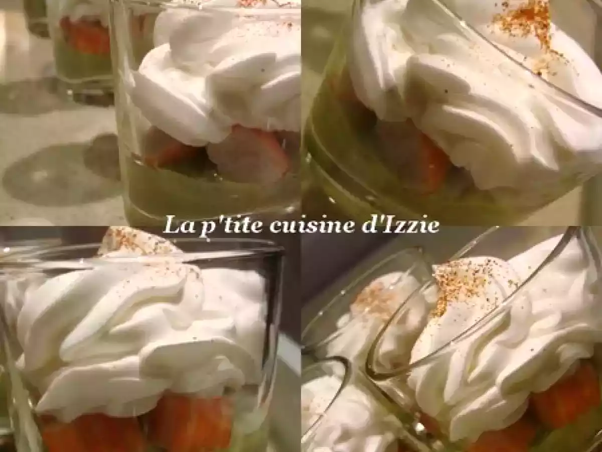 Verrine apéritive avocat surimi et crème fouettée au St Moret