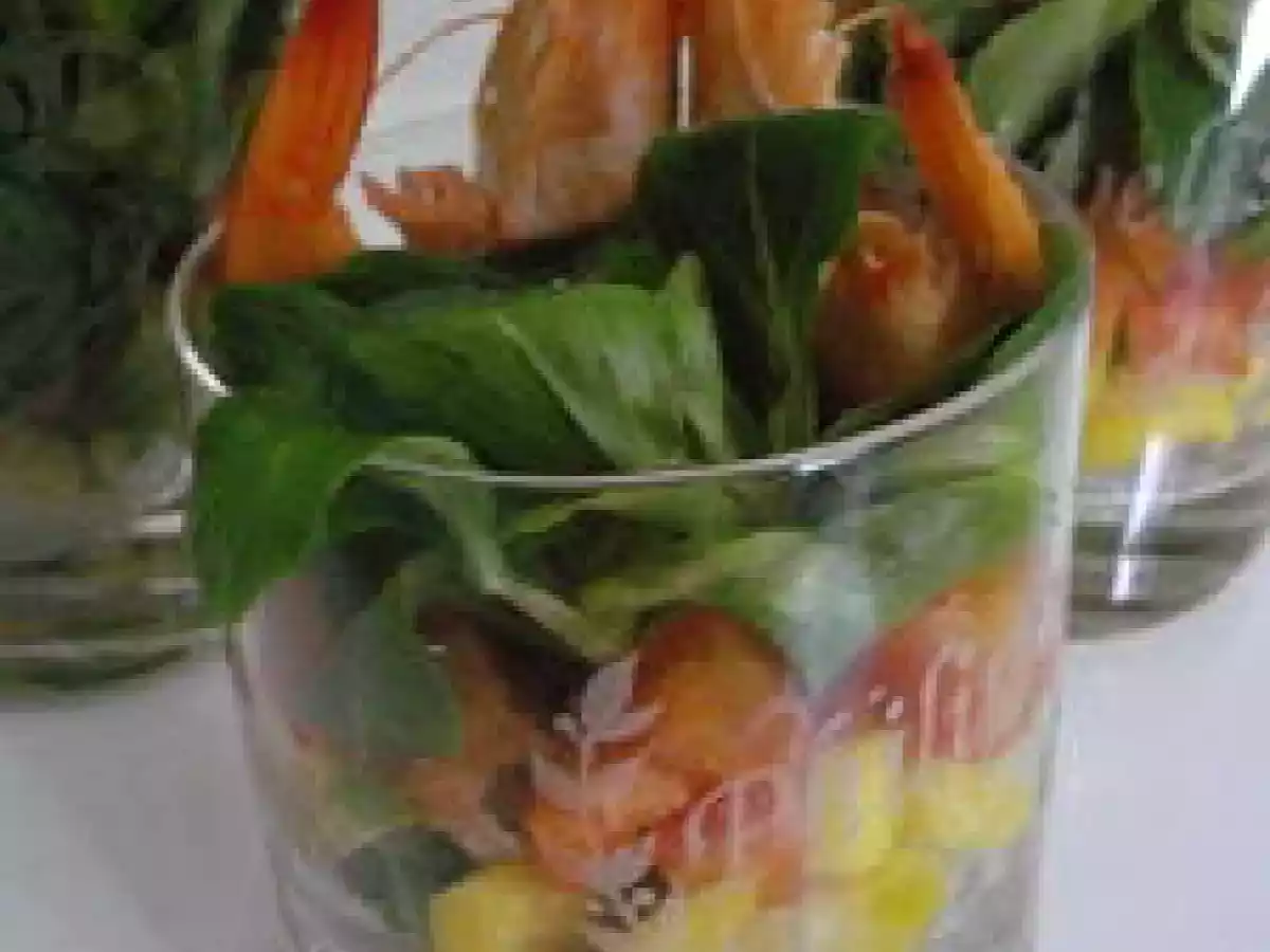 Verrine avocat, mangue et crevette
