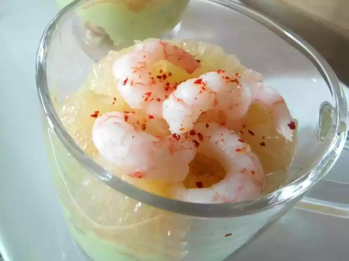 Verrine crème d'avocat, pamplemousse & crevette - photo 3