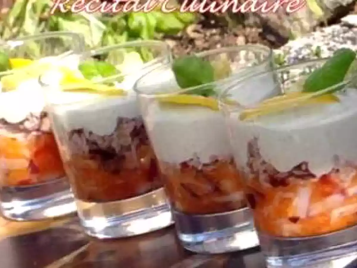 Verrine crudités/thon et mousse de pesto