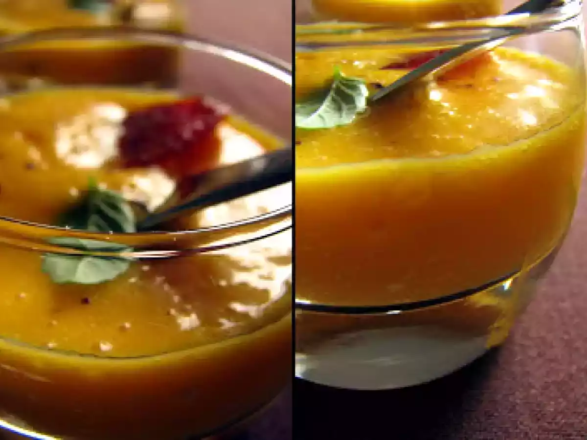Verrine de butternut au chorizo piquant adouci à l'abricot sec