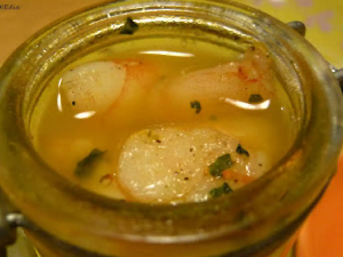 Verrine de Crevettes en Gelée de Mandarine au Curry