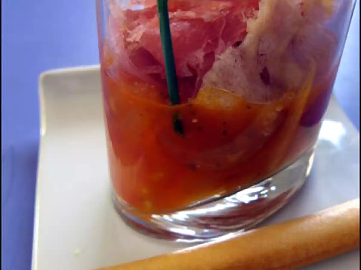 Verrine de Pizza destructurée au jambon cru