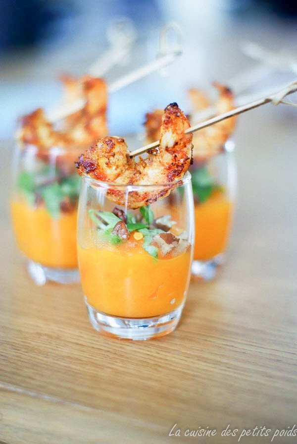 Verrine de potimarron et crevettes au curry Recette Ptitchef