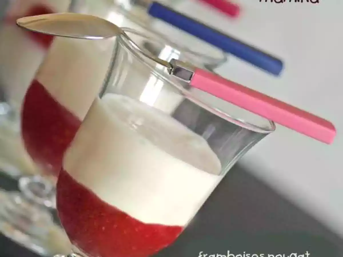 Verrine dessert facile: coulis de framboises et crème au nougat - photo 2