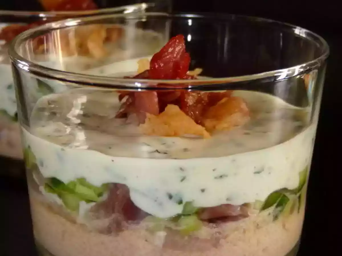 VERRINE JAMBON CRU ET DUO DE MOUSSES