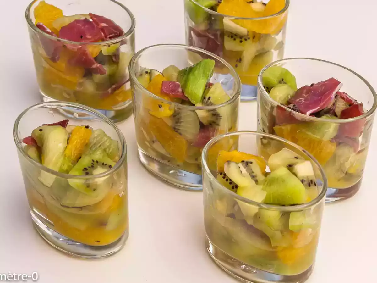 Verrine kiwis, oranges et magret de canard