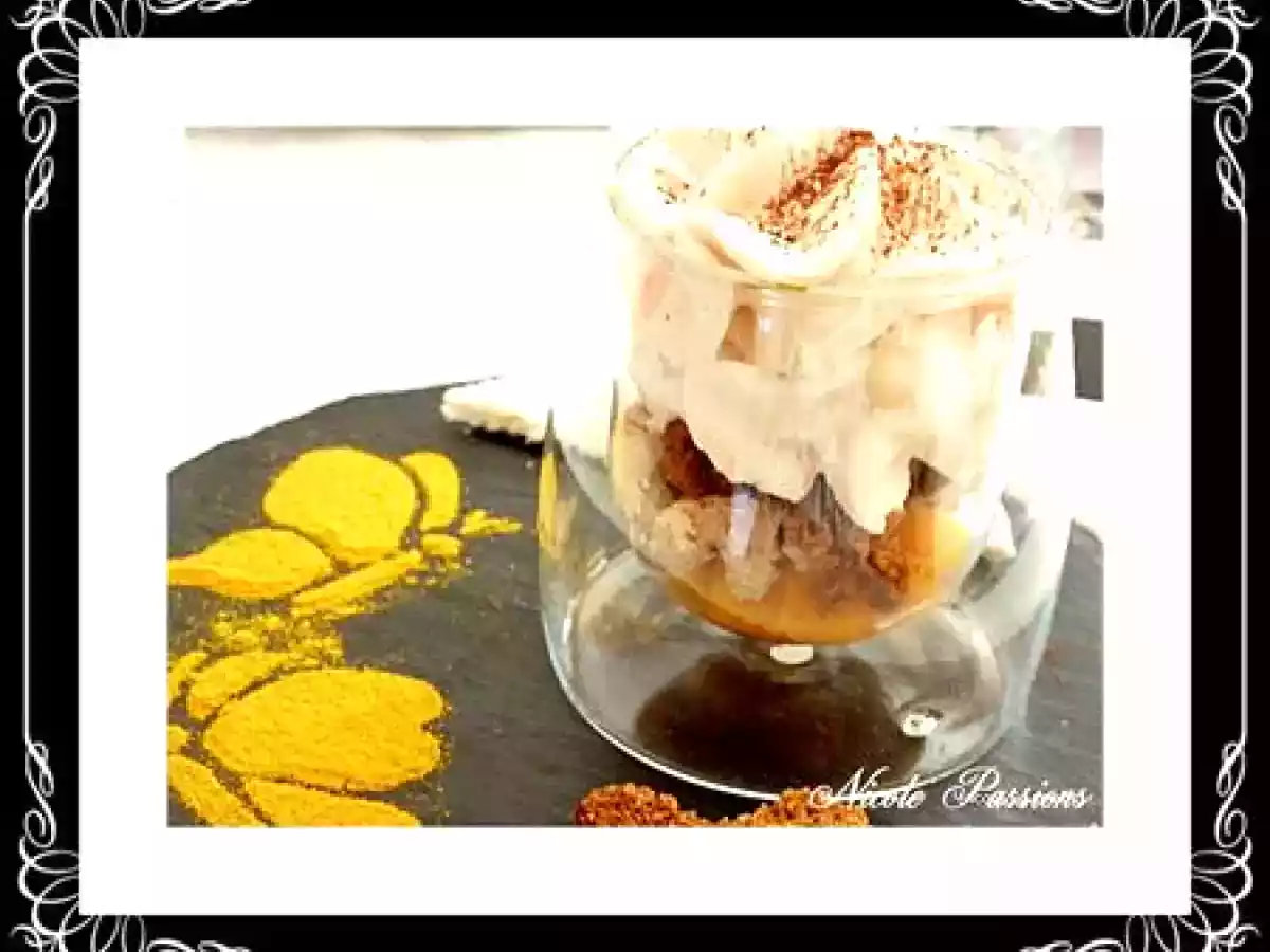 Verrine mangue, foie gras, pain d'épices, figues et espuma de foie gras.....