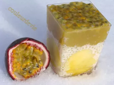 Verrine mangue, perles du japon vanillées et fruits de la passion