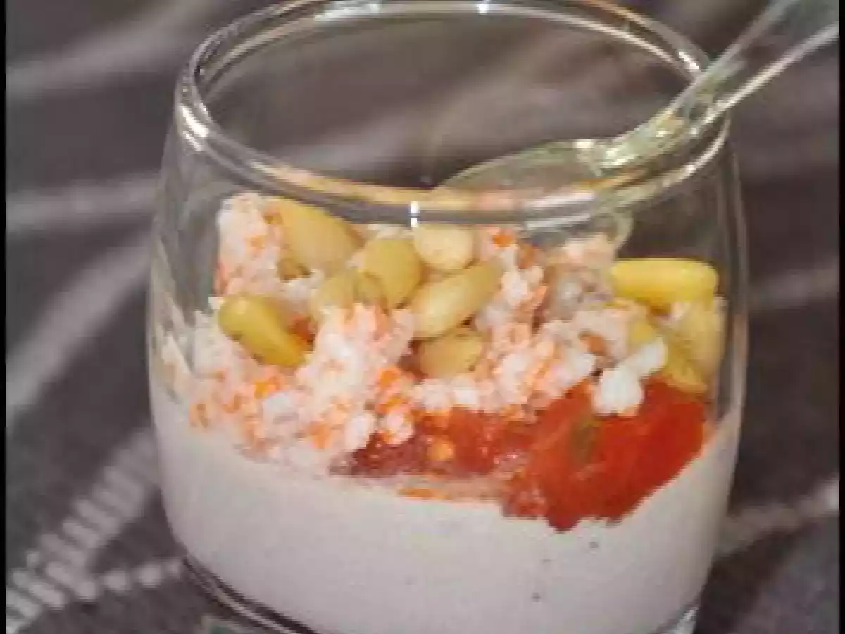 Verrine mousse de Thon - Tomate - Surimi