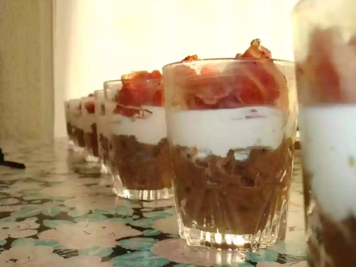 Verrine pancetta grillé et confit d'aubergines