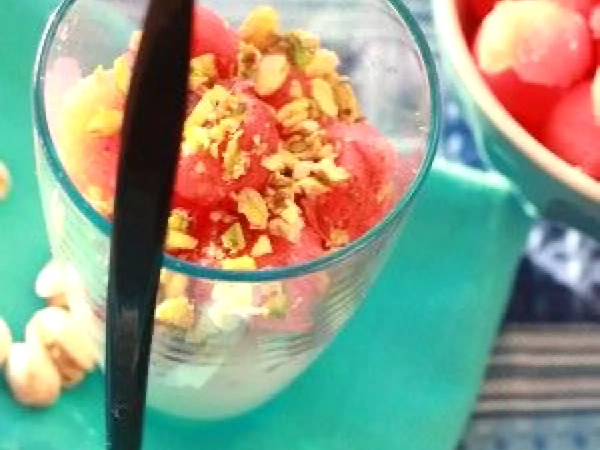 Verrine Pastèque, yaourt, miel, pistache - photo 3