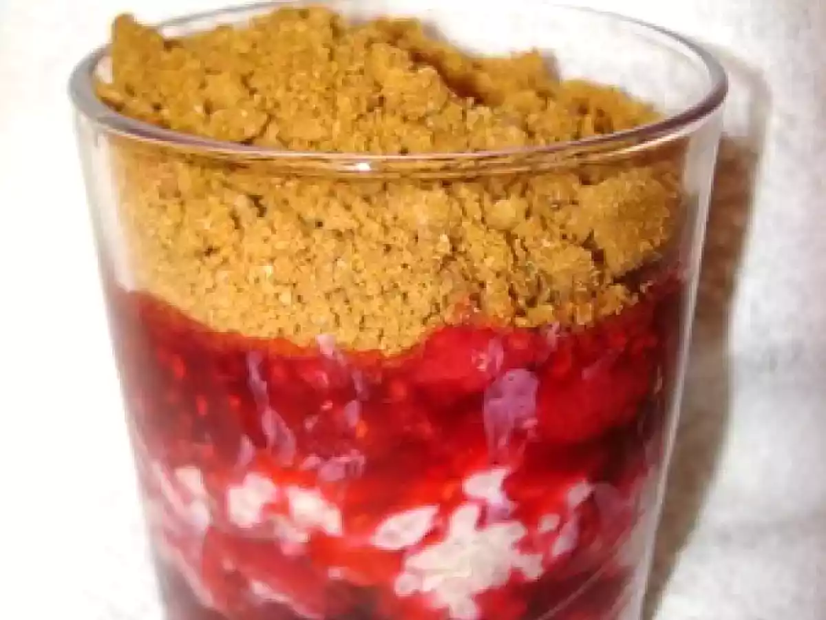 Verrine riz vanillé, framboises et spéculoos