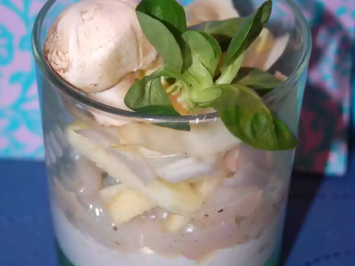 Verrine salée: crème, noix de Saint-Jacques, pommes, endives - photo 2