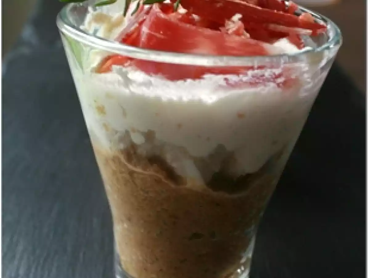 Verrines au caviar d'aubergines, ricotta & jambon Pata Negra