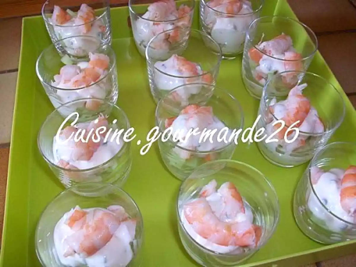 Verrines au concombre et aux crevettes