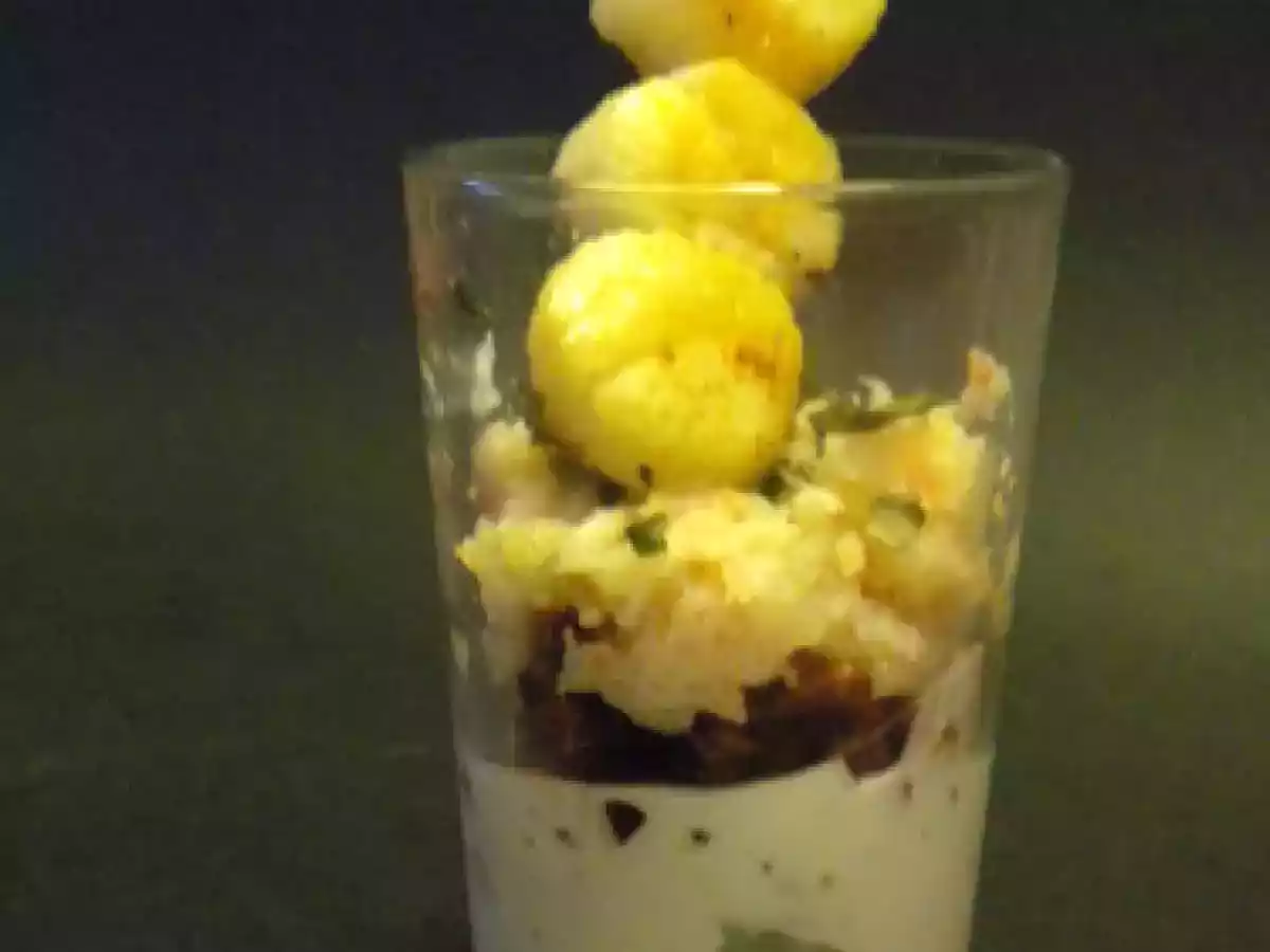 Verrines aux trois couleurs & brochette de St Jacques