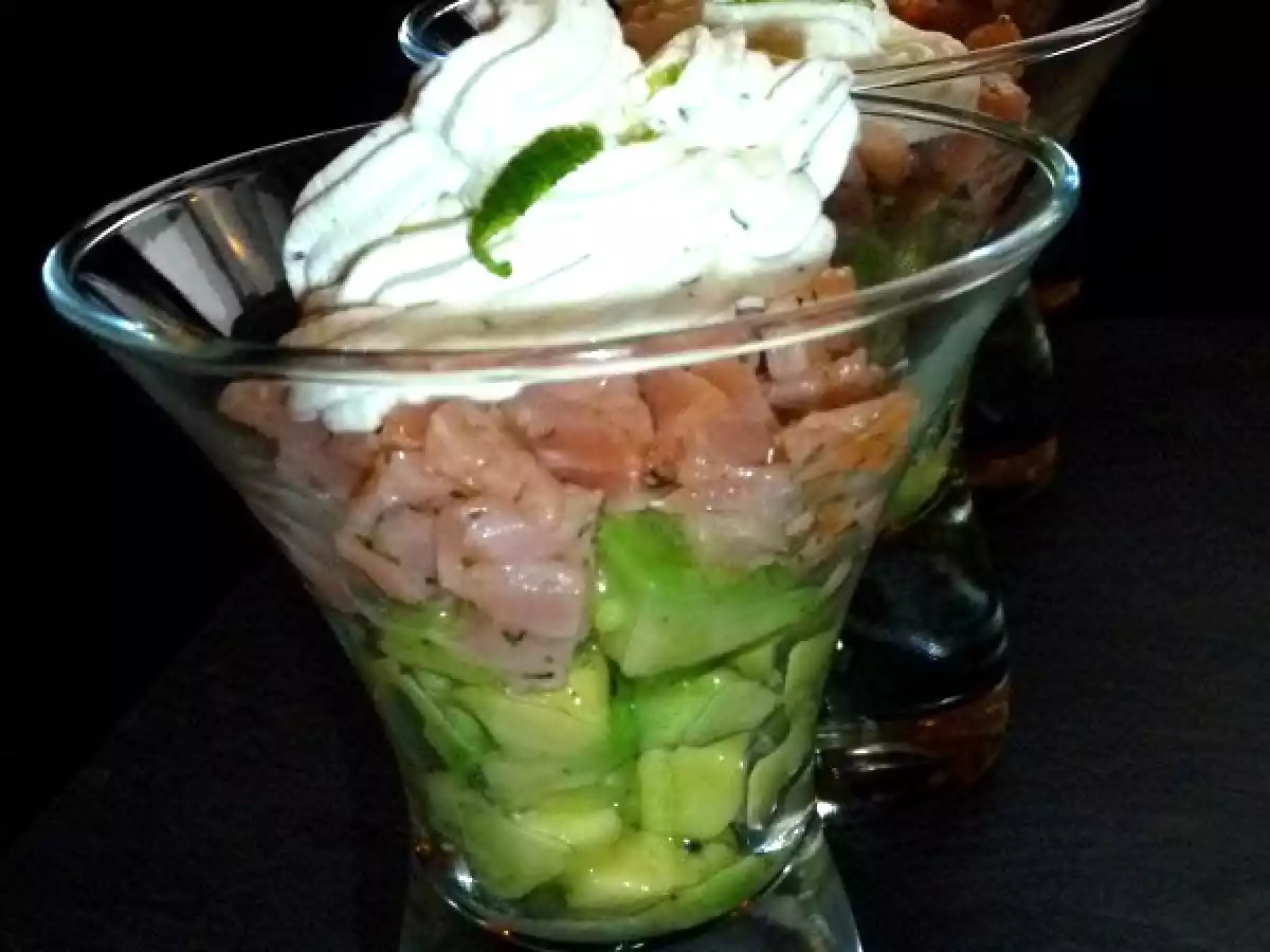 Verrines avocat-saumon aux agrumes et Chantilly au citron vert