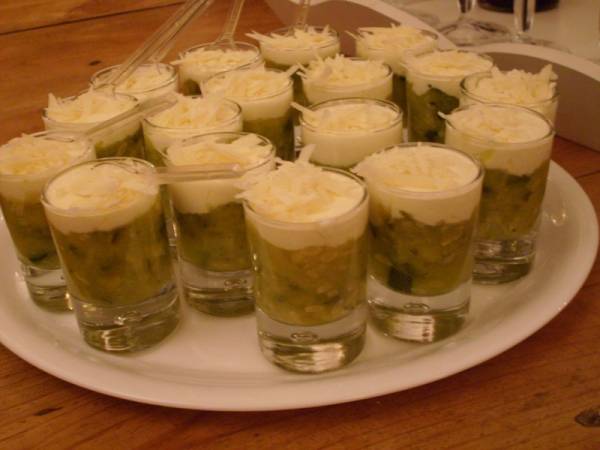 Verrines : caviar de courgettes et crème de parmesan