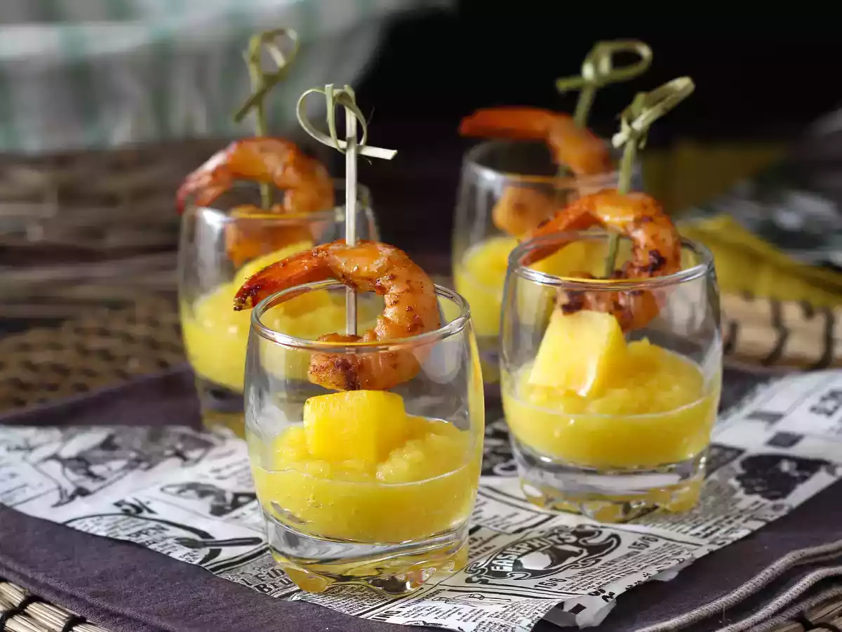 Verrines crevettes mangue pour un apéritif sucré/salé