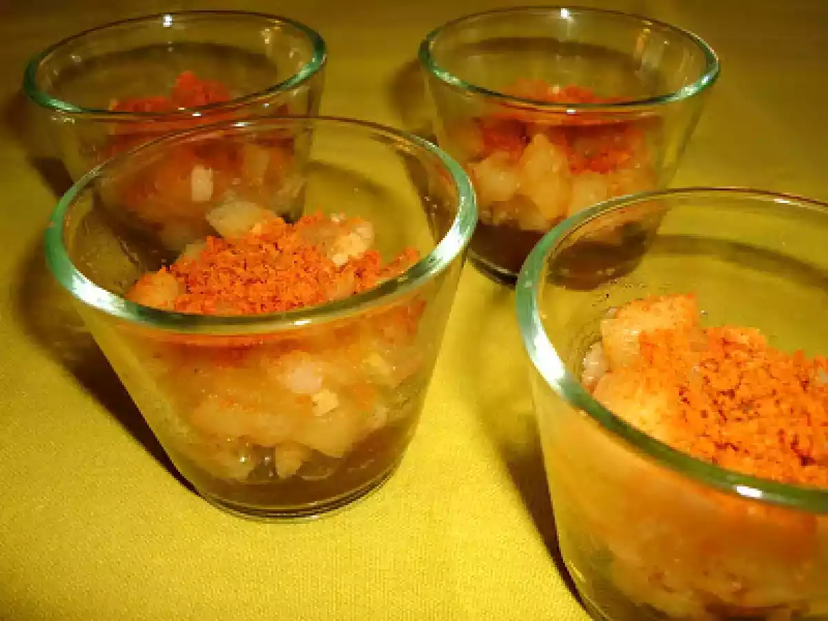 Verrines de boudin noir sur chutney pomme-poire (1 pp)