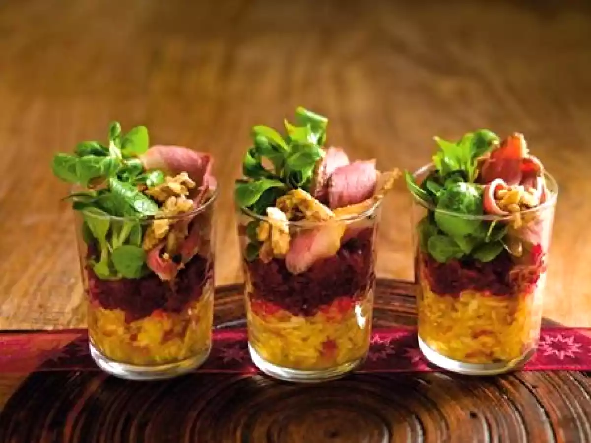 Verrines de canard et pommes