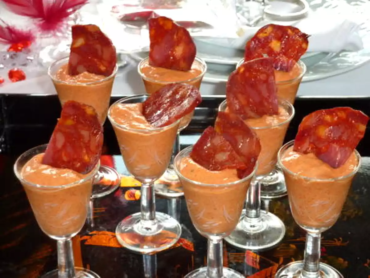 Verrines de crème de poivrons rouges