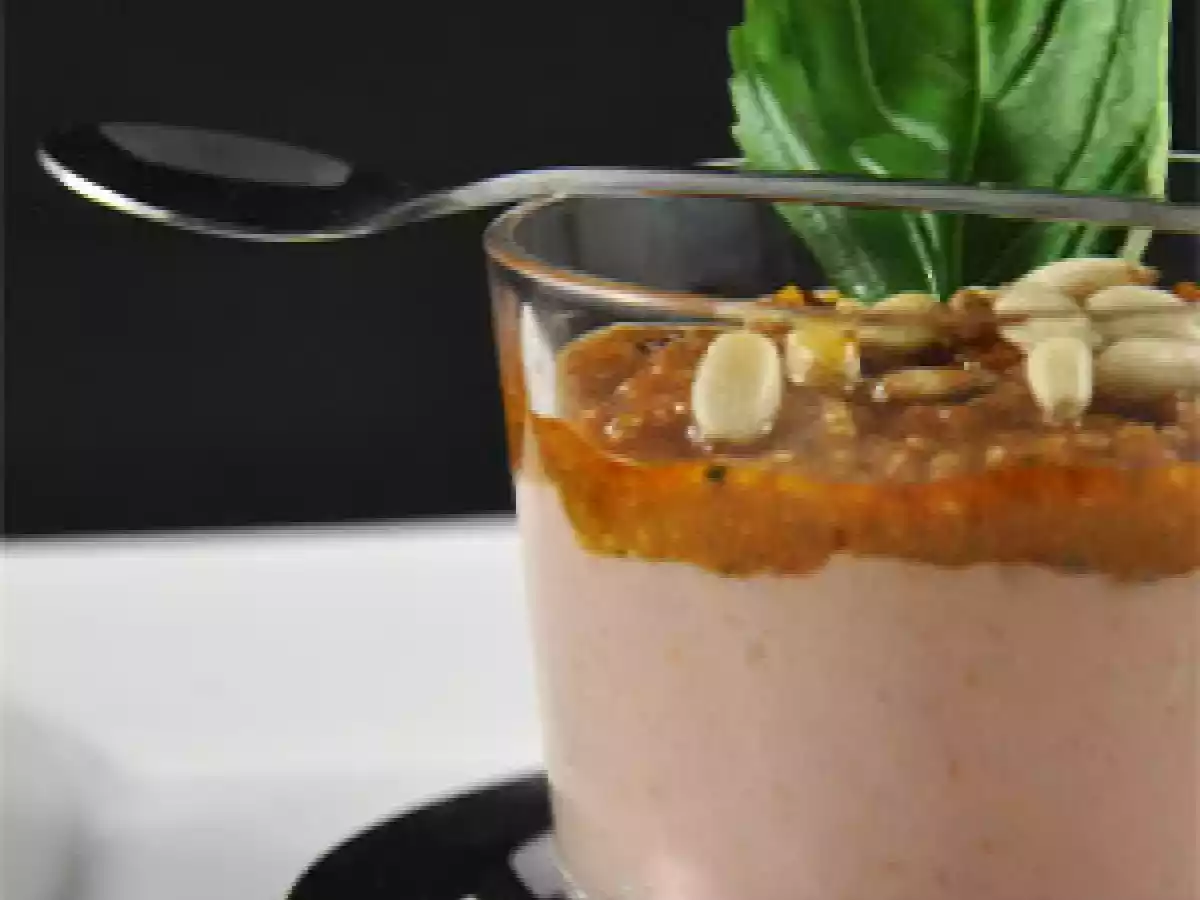 Verrines de jambon au pesto rouge