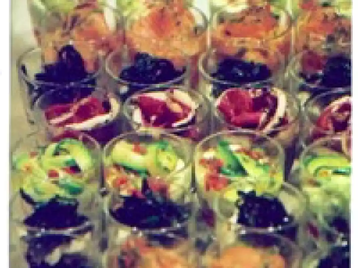 Verrines de lentilles au magret fumé