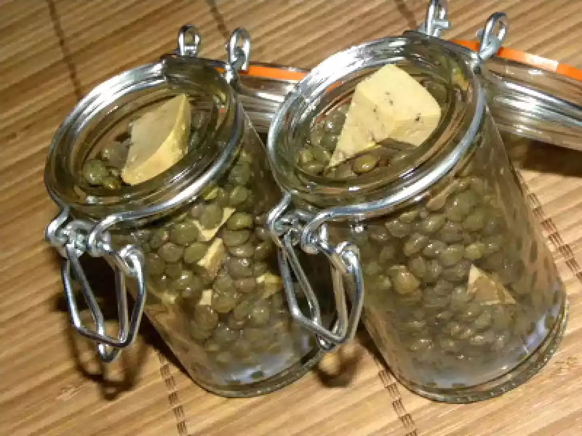 Verrines de lentilles vertes au foie gras