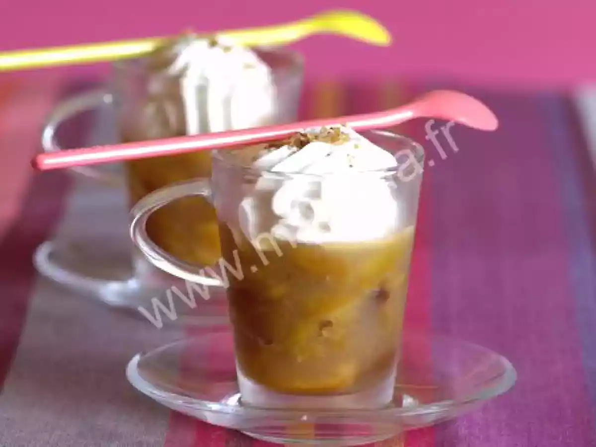 Verrines de mirabelles au gigembre et à l'espuma praliné