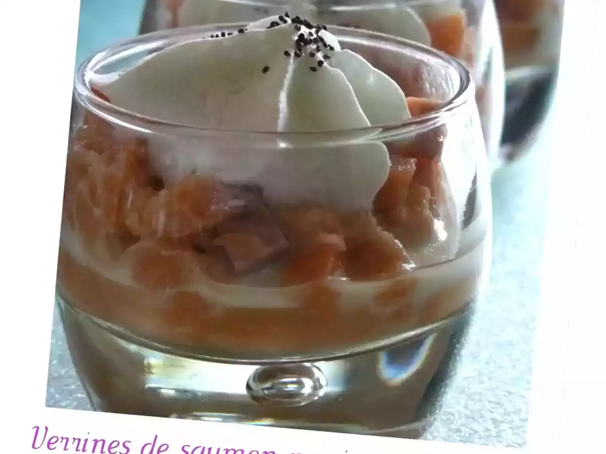 Verrines de saumon mariné aux agrumes et sa chantilly au wasabi