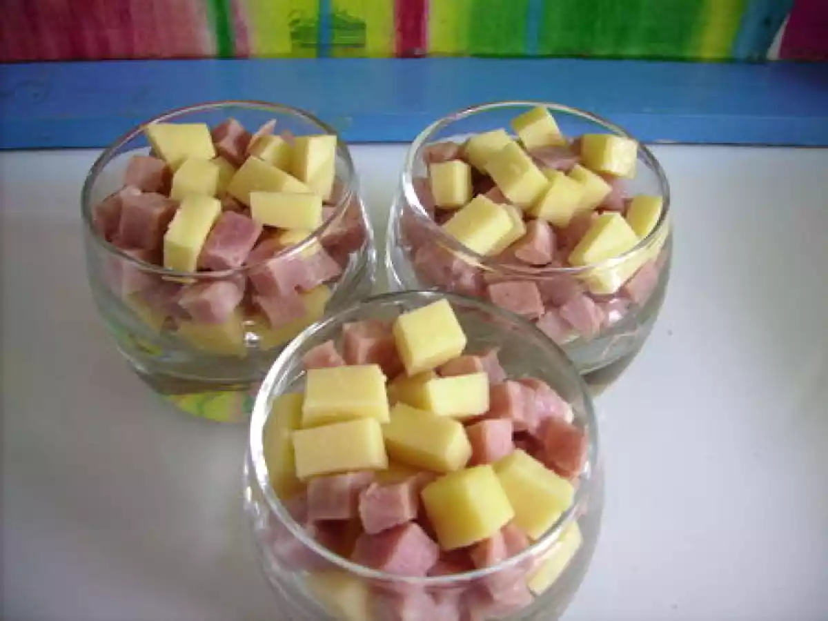 Verrines jambon - gouda