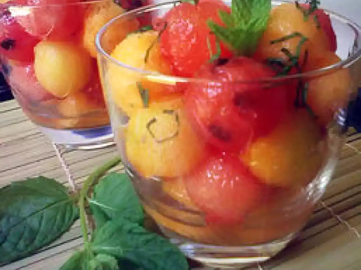 VERRINES MELON & PASTEQUE, MIEL GINGEMBRE ET MENTHE