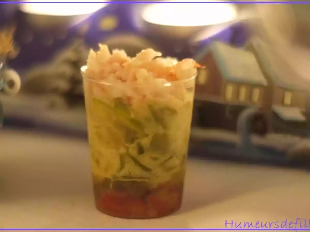 Verrines poivrons/Crevettes/Courgettes